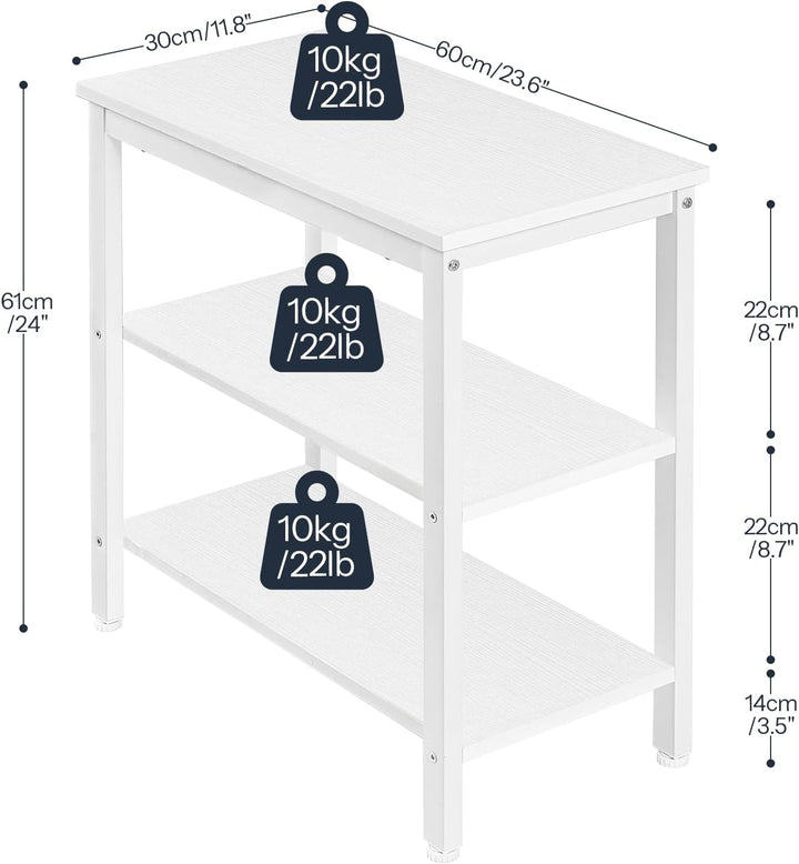 HOOBRO Beistelltisch, Nachttisch mit 3 Ablage, Sofatisch Industriestil, Nachtschrank, Schlafzimmer,