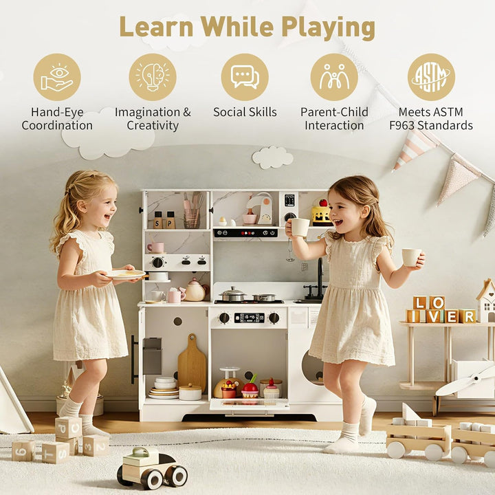 Holz-Spielküche Mit Licht &amp; Sound Weiss, Weiss