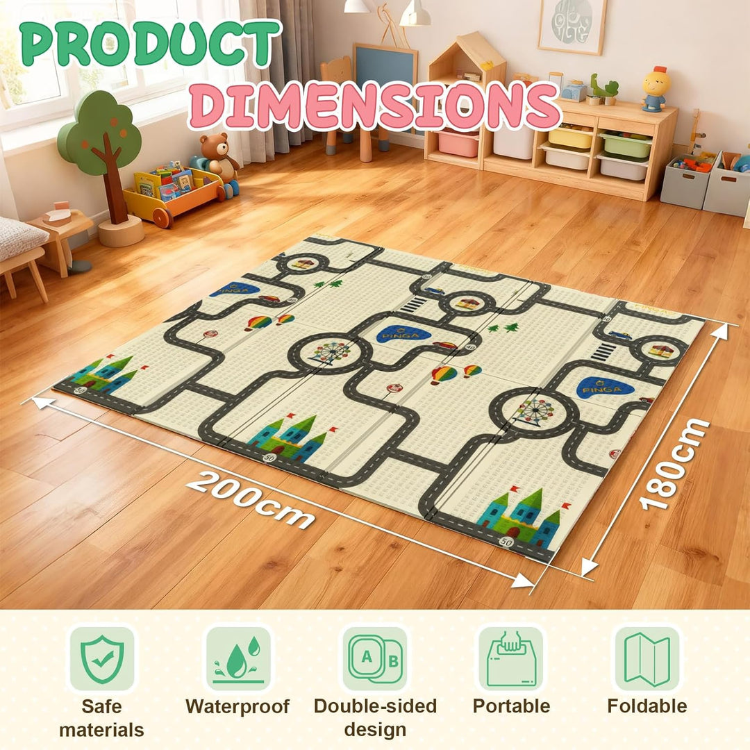 Soontrans Krabbelmatte Baby, Spielmatte Baby Faltbar, 200x180x1cm, Play Mat for Babies Doppelseitige