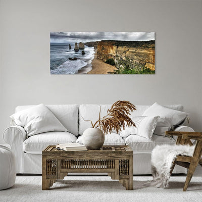 Panorama Bilder auf Leinwand 100x40cm Leinwandbild Strand Ozean Landschaft Gross Wanddeko Bild Schla