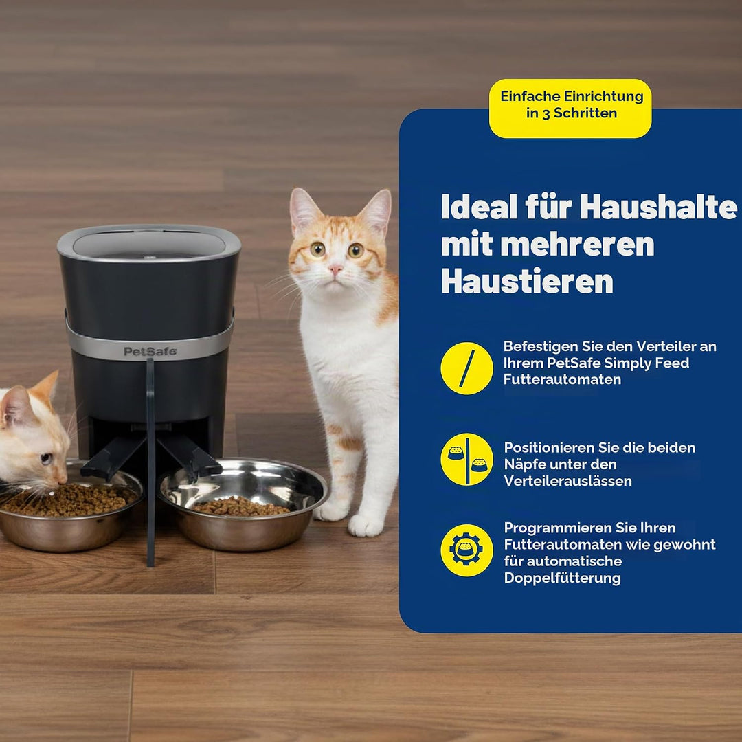 PetSafe 2 Tierfutterteiler mit nur einem Napf, Futterautomat für zwei Hunde oder Katzen, BPA-freier