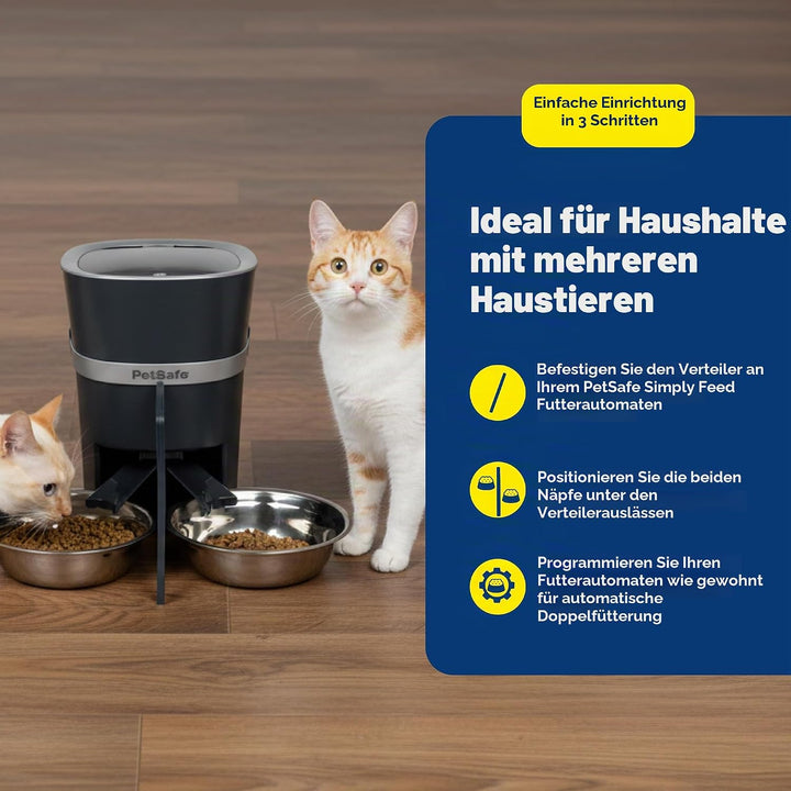 PetSafe 2 Tierfutterteiler mit nur einem Napf, Futterautomat für zwei Hunde oder Katzen, BPA-freier