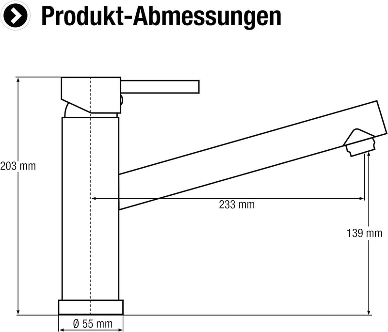 Cornat Spültisch-Einhebelarmatur "Zelina" - Hochwertiger Messingkörper - verchromt - Schwenkbarer Au