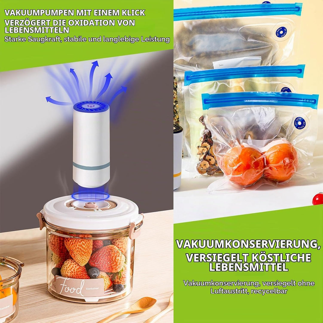 Vakuumiergerät mit 15 Vakuumbeuteln, Vakuumiergerät für Lebensmittel Handvakuumierer Vacuumiergeraet