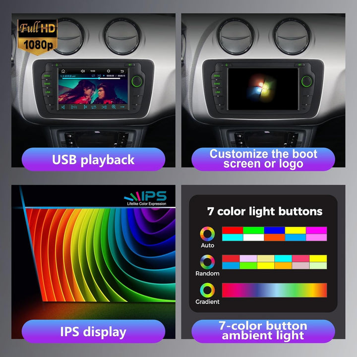 Auto-Radio für Seat Ibiza 6j IV 2008-2014 | Linux-System,Hohe Leistung, Ibiza Radio mit Wireless Car