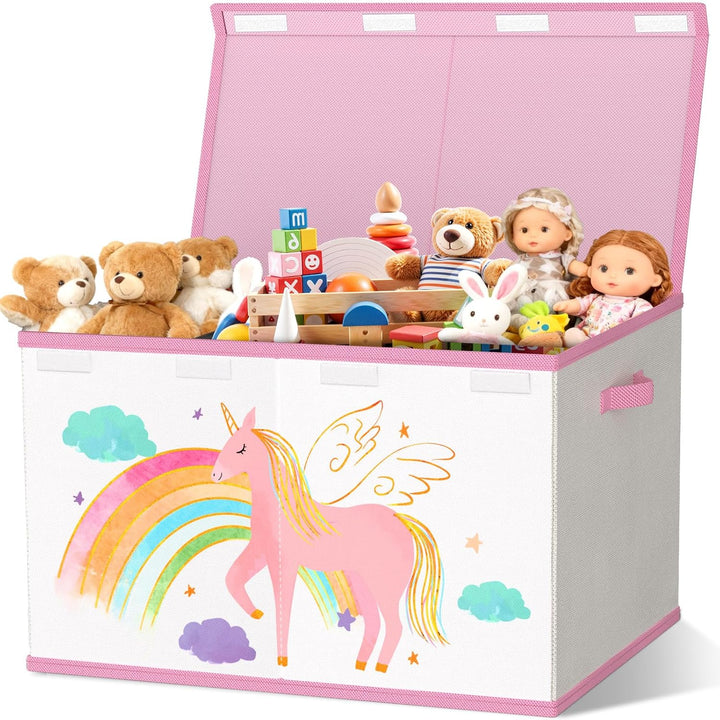 Spielzeugkiste Aufbewahrungsbox mit Deckel Kinderzimmer- 83L Faltbar Gross Spielzeug Aufbewahrung Ki