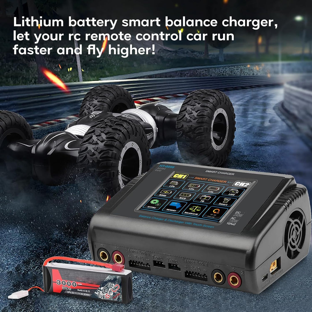 Haisito LiPo Ladegerät, Touchscreen Dual Balance Ladegerät Entlader AC 150W DC 240W 10A für Li-Ionen