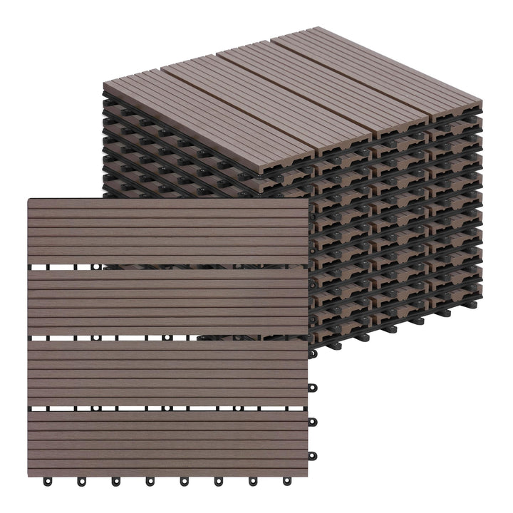 Laneetal WPC Fliesen 11er Set für 1 m², für Aussen Terrasse Balkon, Terrassenfliesen Klicksystem 30x