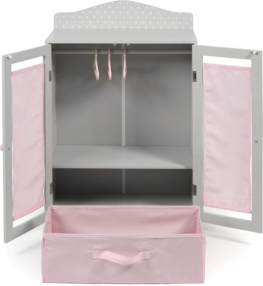 Bayer Chic 2000 524-91 Puppen-Kleiderschrank, Puppenmöbel, Puppenschrank, Puntos Grey, grau