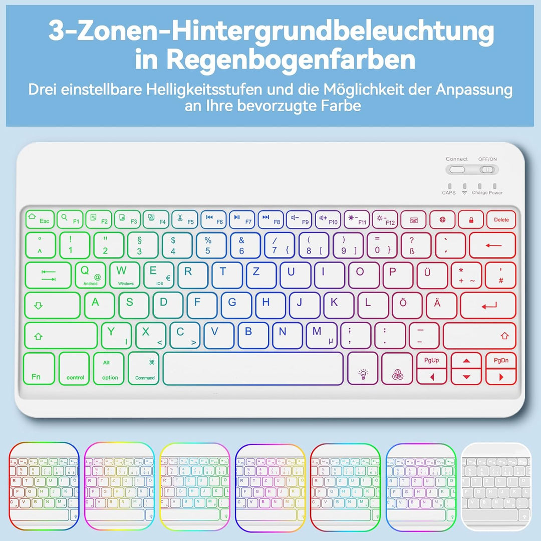 Bettdow für Samsung Galaxy Tab S10+/S10 Plus Tastatur Hülle, QWERTZ Layout Abnehmbarer Beleuchtete T