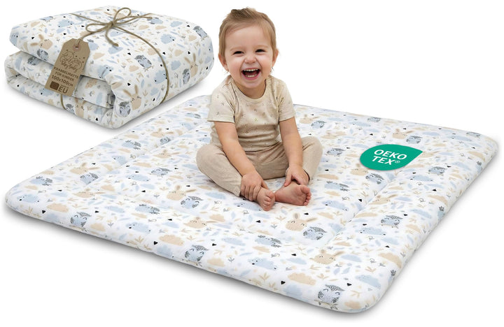 Krabbeldecke für baby Spieldecke 100x100 cm gepolstert - krabbelteppich gross dicke faltbare Laufgit