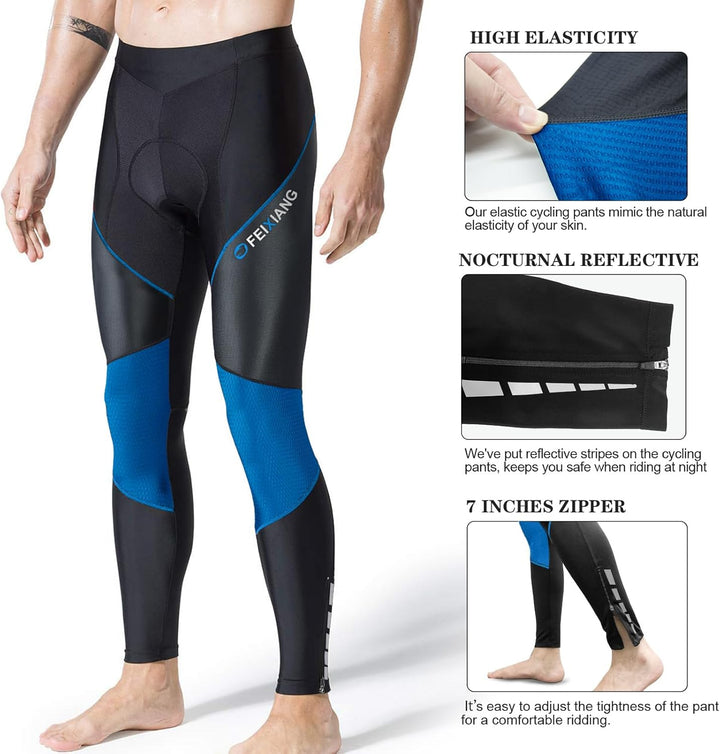 MEETWEE Herren Radlerhose Lange Fahrradhose, Kompression Radhose Leggings Radsport Hose für Männer E