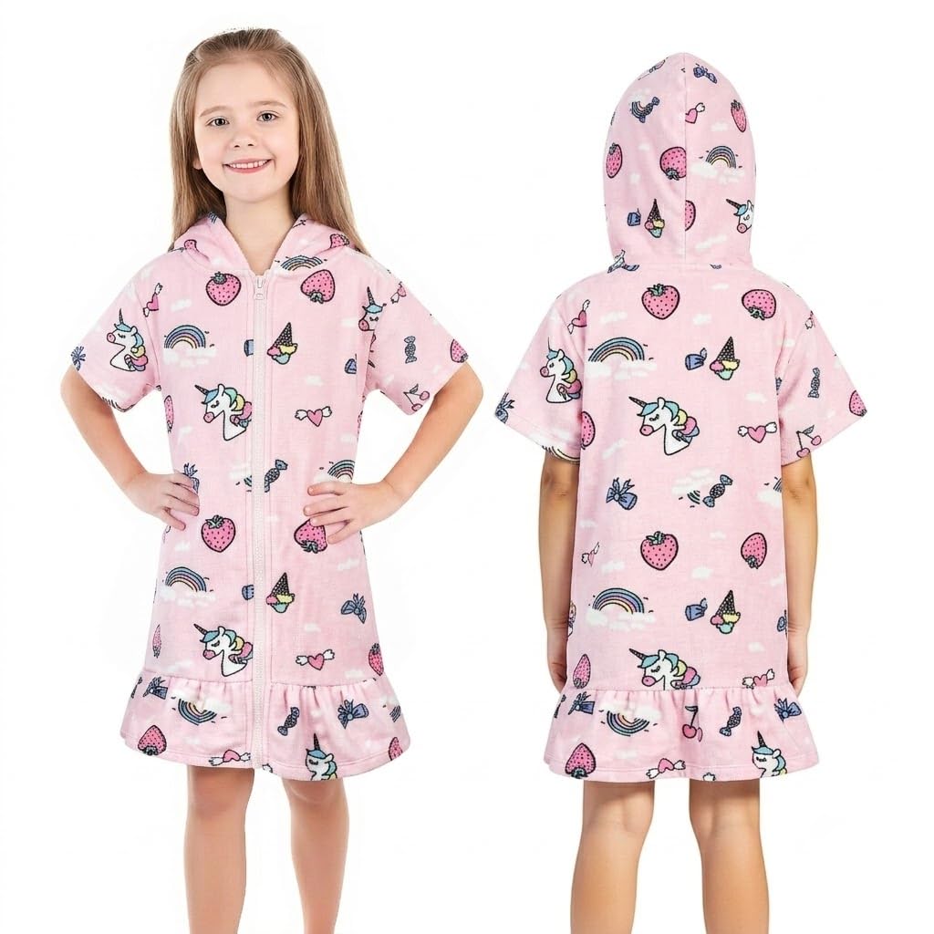 MOEMOE BABY Badeponcho Kinder mit Kapuze 100% Baumwolle Kapuzenbadetuch für Zuhause &amp; Schwimmbad, Ki