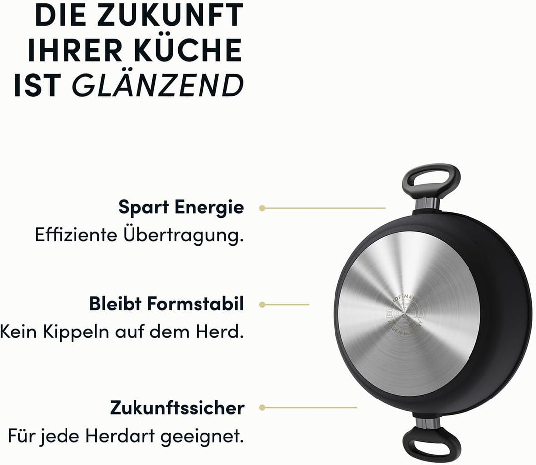 Hoffmann STONIQ Bräter rund Ø 28 cm, 3,3 l, Aluguss, PFAS Frei ohne Deckel, ohne Deckel