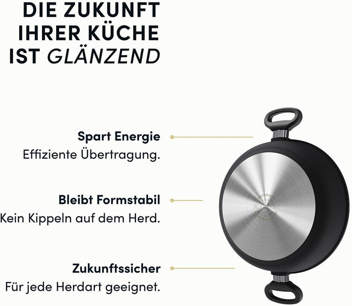 Hoffmann STONIQ Bräter rund Ø 28 cm, 3,3 l, Aluguss, PFAS Frei ohne Deckel, ohne Deckel