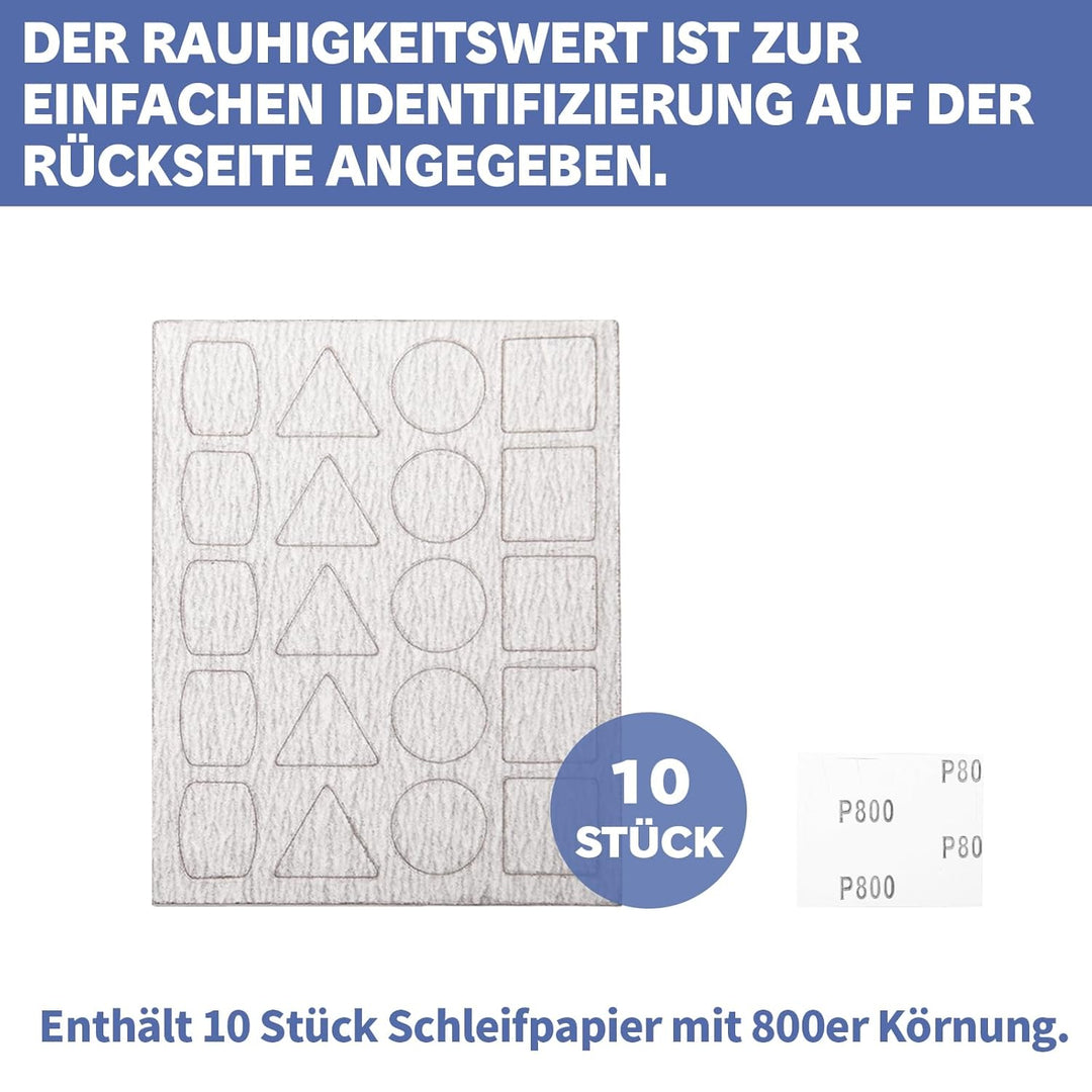 Schleifpapier für Pen Sander PLH-1000, PLH-2000, 180/240/400/800/1000 Grits Je 10 Stück mit je 20 Pa