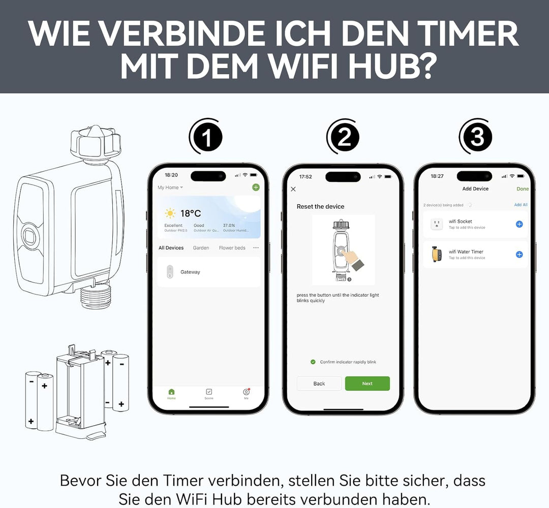 RAINPOINT Bewässerungscomputer WLAN mit Reinem Messing-Einlass und -auslass, ohne WiFi Hub, Muss mit