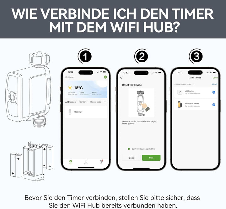 RAINPOINT Bewässerungscomputer WLAN mit Reinem Messing-Einlass und -auslass, ohne WiFi Hub, Muss mit