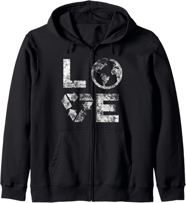 Liebe Earth Day 90s Vintage Recycling Kinder oder Lehrer Kapuzenjacke