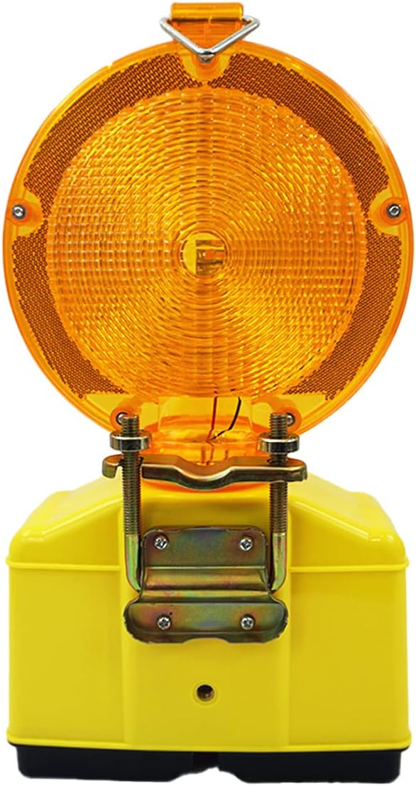 1 x siwitec LED Baustellenleuchte gelb inkl. 2 x Blockbatterien Typ 4R25 6V 7Ah, LED Warnleuchte für