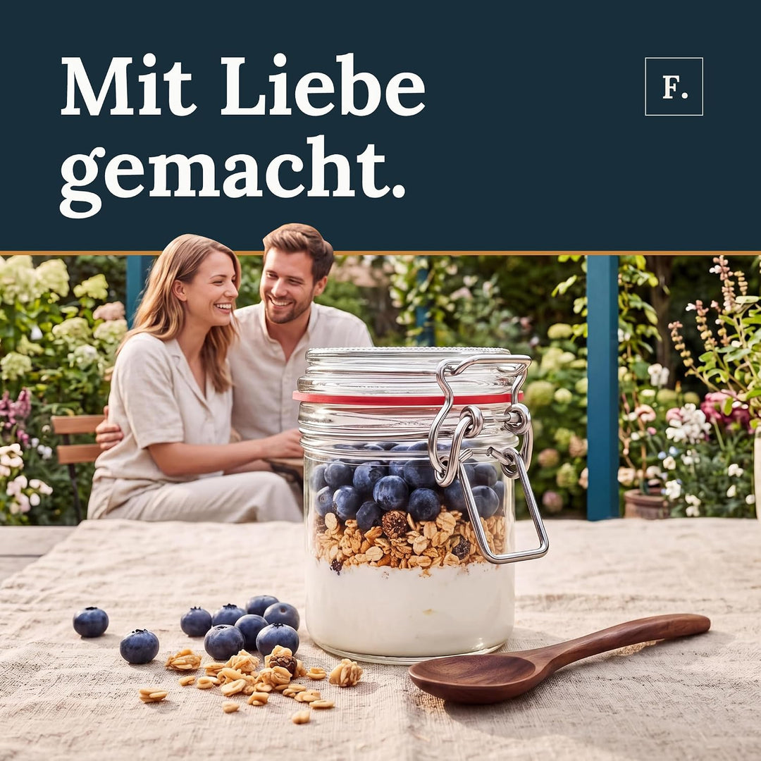 Flaschenbauer - 8 kleine Drahtbügelgläser 167 ml, verwendbar als Einmach- und Fermentierglas, zur Au
