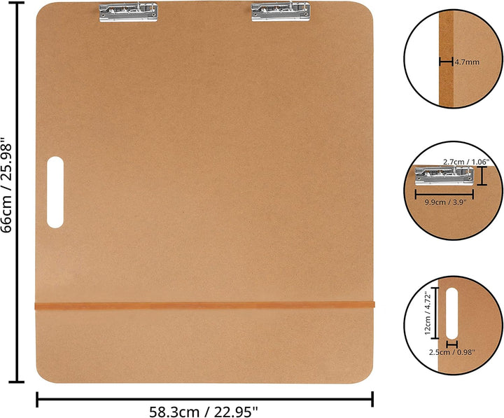 Kurtzy Grosses Holz Klemmbrett für Künstler – 66 x 58,3 cm – Tragbare Klemmbrett Tafel mit Griff & D