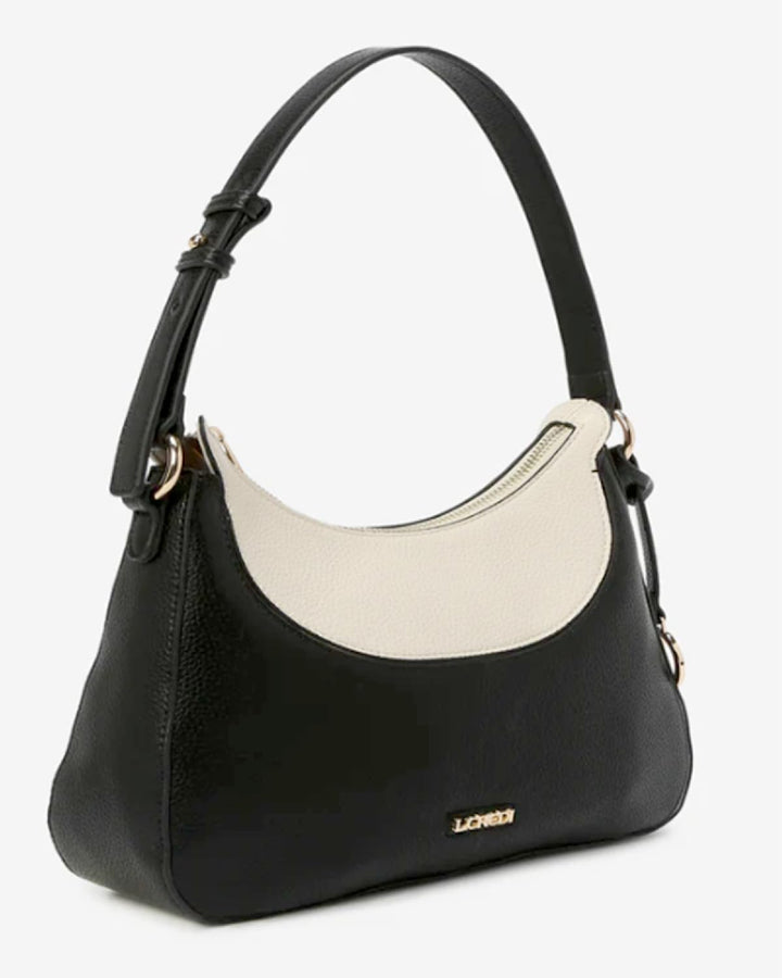 L.CREDI Hobo-Bag LILIEN Damen-Umhängetasche Colorblock 27x9x22 Schwarz, Schwarz