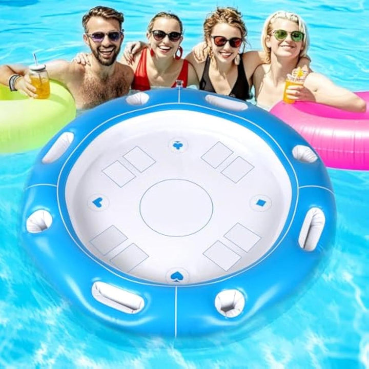 Generisch Schwimmender Spieltisch Für Pool | Aufblasbarer Kartenspieltisch Mit Getränkehalter - Inkl