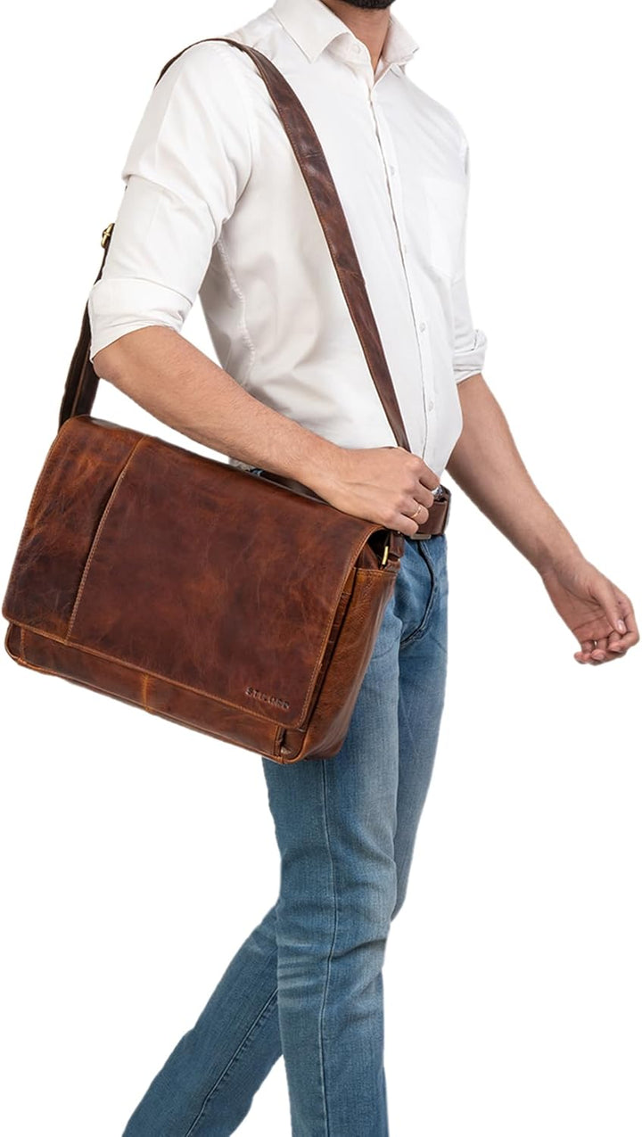 STILORD Vintage Umhängetasche Leder gross für Herren Damen 15.6 Zoll Laptoptasche Unitasche Bürotasc