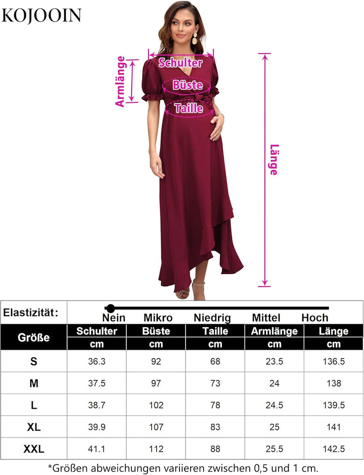 KOJOOIN Damen Umstandskleid V-Ausschnitt Stillkleid Kurzarm Schwangerschaftskleid mit Rüschen Blumen