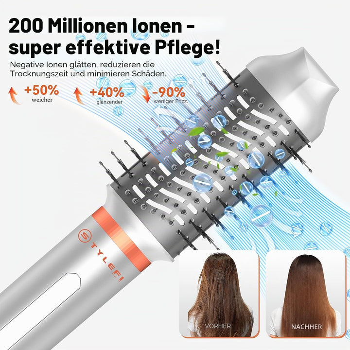6 in 1 Hairstyler, 110000 U/MIN Haartrockner & Haarstyler Set mit Rundbürstenföhn, Warmluftbürste, T