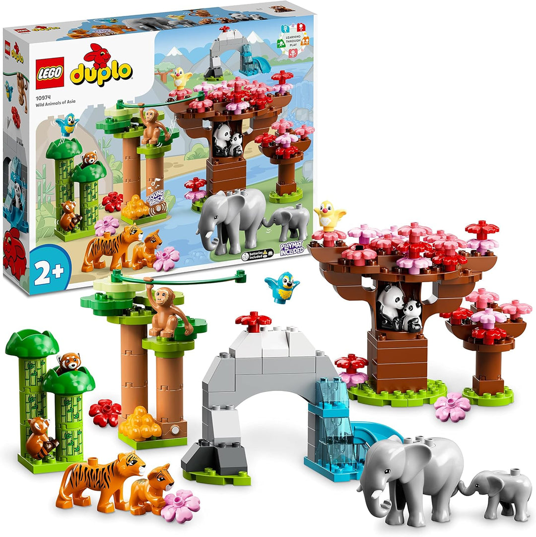 LEGO 10974 DUPLO Wilde Tiere Asiens, Spielzeug-Set aus Bausteinen mit Sound und Tierfiguren, mitunte