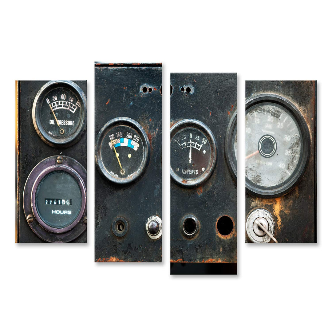 islandburner Bild auf Leinwand Old Circular Industrial Meter Wandbild Poster Kunstdruck Bilder Forma
