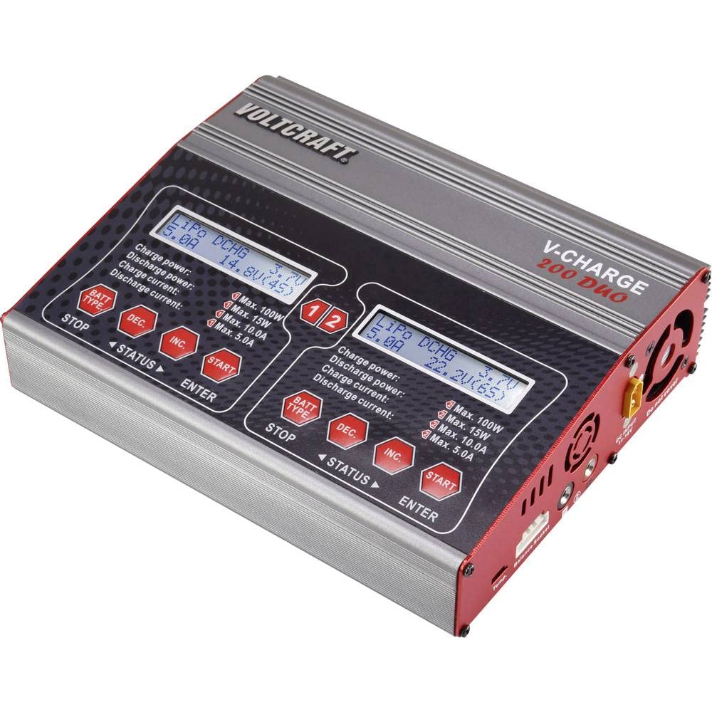 VOLTCRAFT V-Charge 200 Duo Modellbau-Multifunktionsladegerät 12 V, 230 V 10 A Blei, NiMH, NiCd, LiPo
