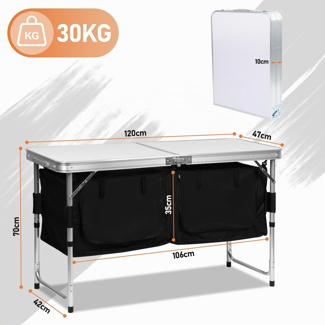 Campingküche Kompakte Outdoor-Küche, Spritzschutz &amp; Staufächer Campingschrank Reiseküche, Ideal für