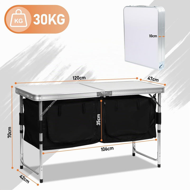 Campingküche Kompakte Outdoor-Küche, Spritzschutz &amp; Staufächer Campingschrank Reiseküche, Ideal für