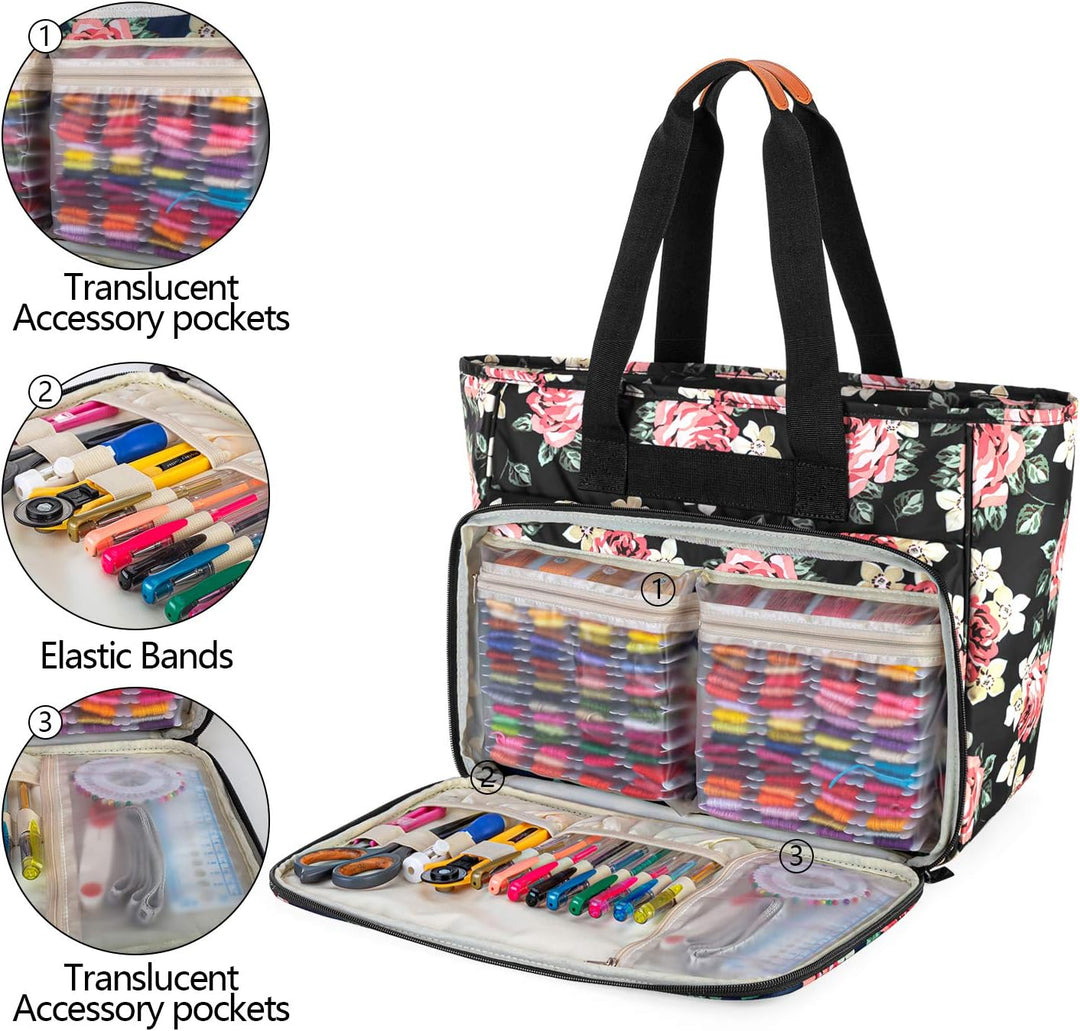 Yarwo Reisetasche für Kreuzstich Tool Kit, Aufbewahrungstasche für Stickerei Set, Tragetasche für St