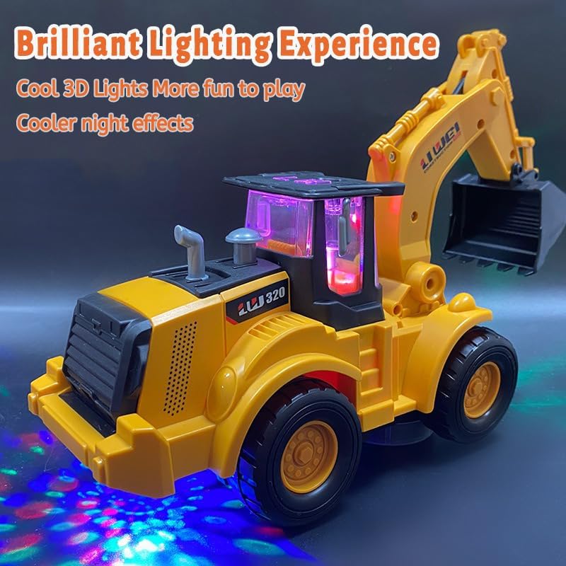 ChaneeHann Bulldozer Spielzeug, Bulldozer Kinder,Baustellenfahrzeuge Kinder,Automatisches Gehen Bagg