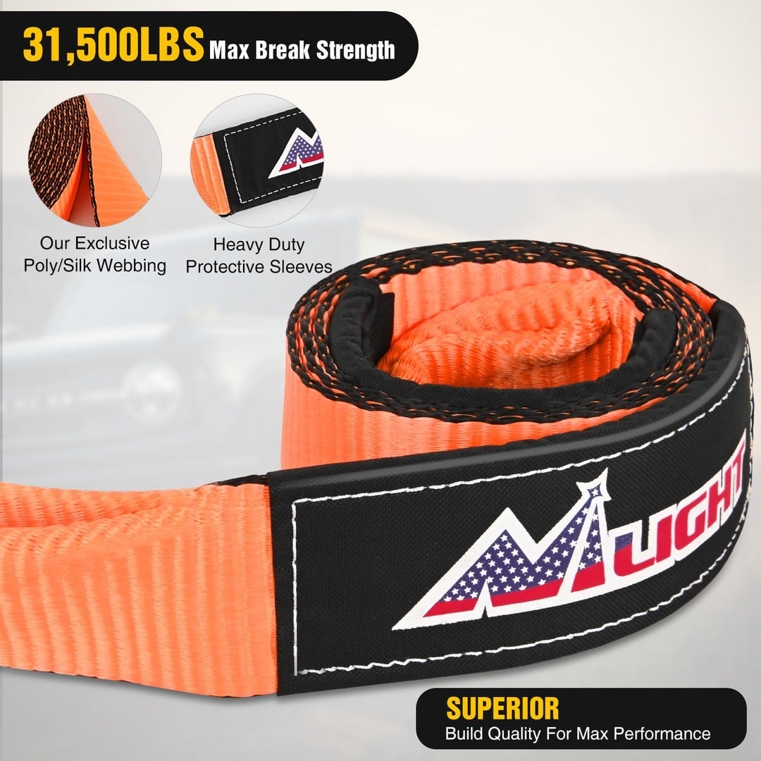 Nilight Offroad Recovery Kit, 7,6 cm x 2,4 m, Abschleppgurt mit Seilwinde und 2 Stück 1,9 cm Anti-Di