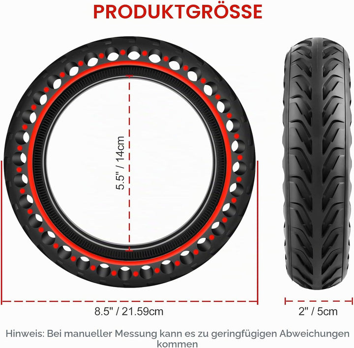 BANGTING 2 PCS 8,5 Zoll E Scooter Solid Reifen, 8 1/2 x2 Vollgummireifen, 50/75-6.1 Ersatzreifen für