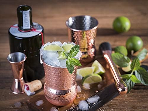 Buddy´s Bar - 2 Julep Mug Becher, 2 x 400 ml Cocktail-Becher mit Hammerschlag-Effekt, hochwertige Ed