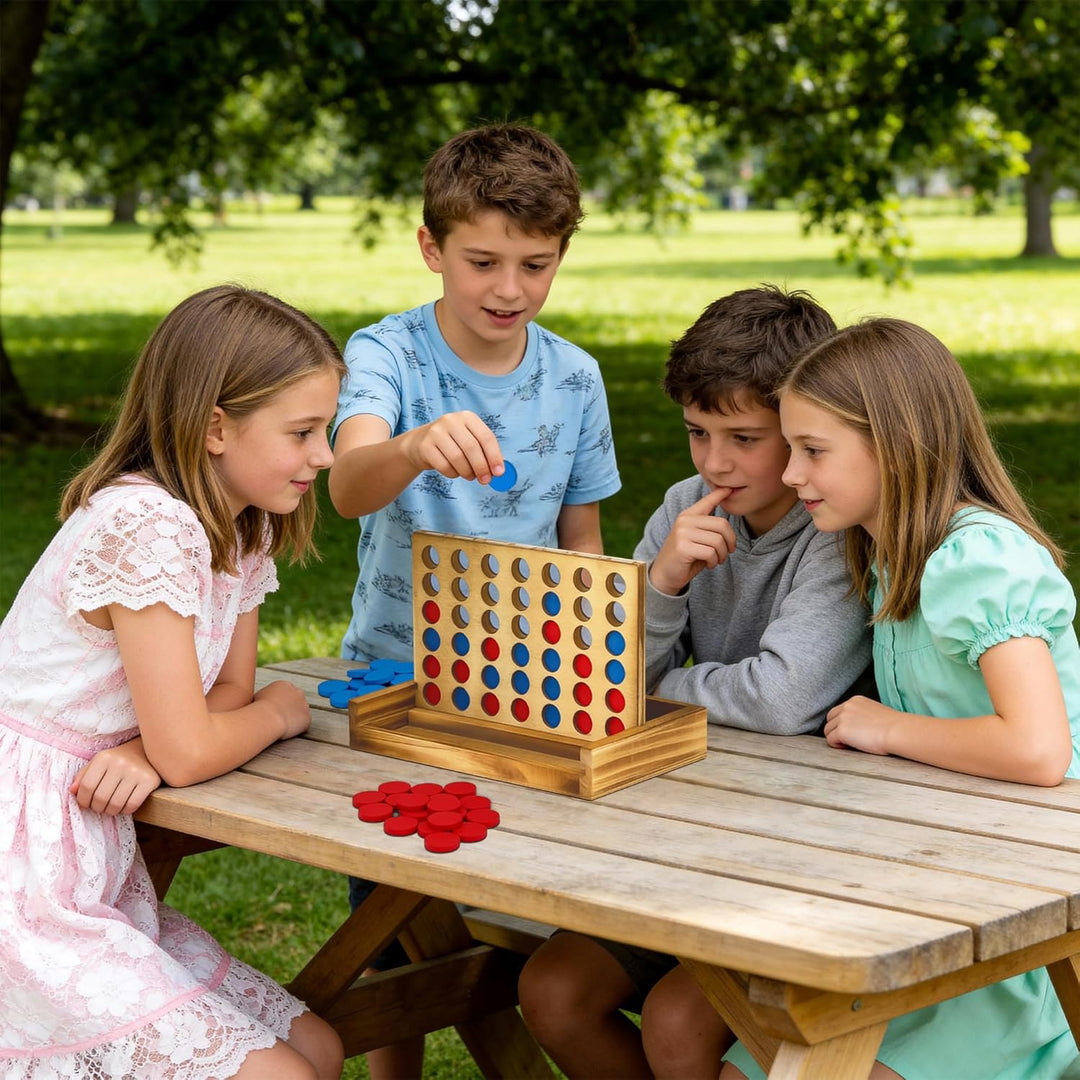 4 in einer Reihe Spiel Holz, Vertikales Strategiespiel für 2 Spieler, Pädagogisches Lernspielzeug, G