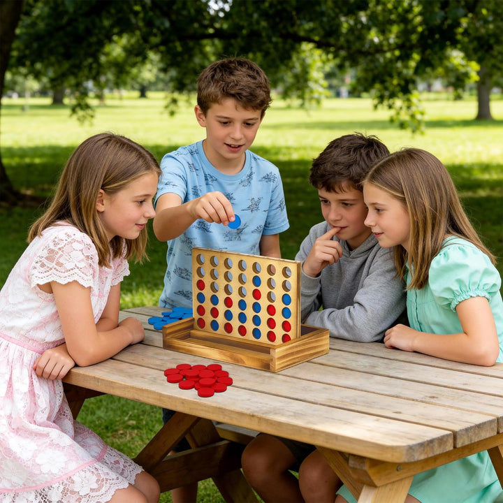 4 in einer Reihe Spiel Holz, Vertikales Strategiespiel für 2 Spieler, Pädagogisches Lernspielzeug, G