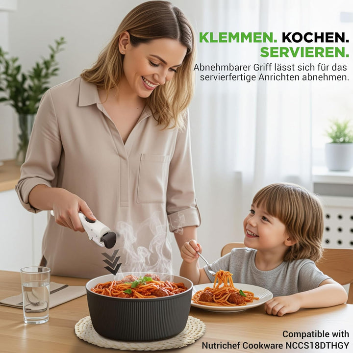 NutriChef Abnehmbarer Griff Ersatz für Topf | Ergonomisches, hitzebeständiges Design, Ein-Klick Druc
