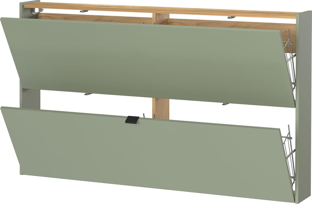 Germania Schuhschrank 1392-629 GW-Ameca, in Taupegrün/Navarra-Eiche-Nb., mit geringer Tiefe, 140 x 8