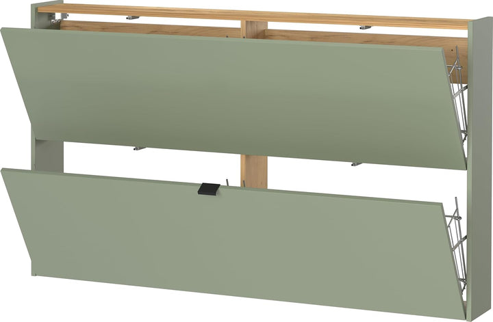 Germania Schuhschrank 1392-629 GW-Ameca, in Taupegrün/Navarra-Eiche-Nb., mit geringer Tiefe, 140 x 8