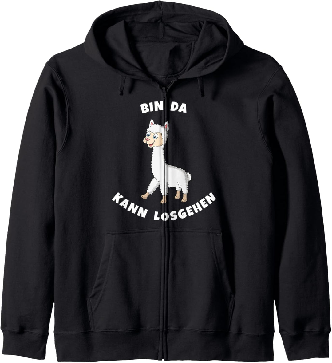 Lama Alpaka Bin da kann losgehen lustiges Statement Motiv Kapuzenjacke