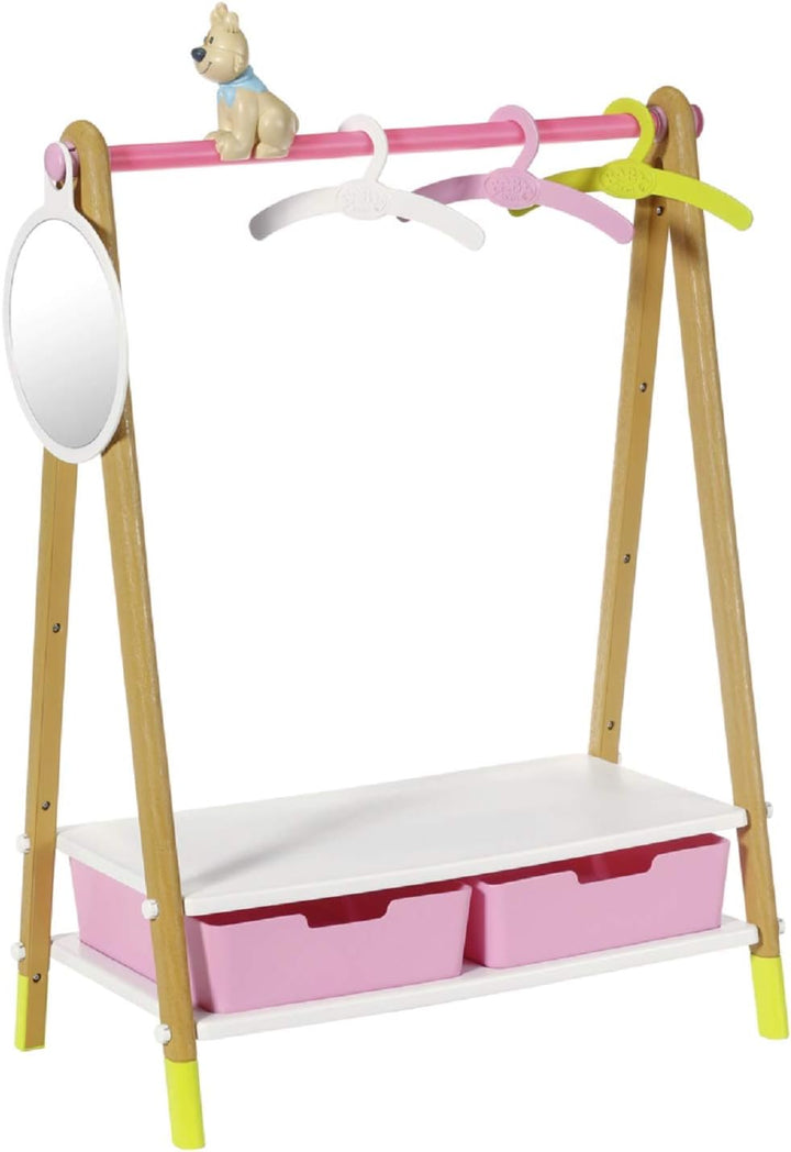 BABY born 829998 Wickeltisch rosa mit Holz-Optik und abnehmbaren Tuch-Halter & Zapf Creation 830000