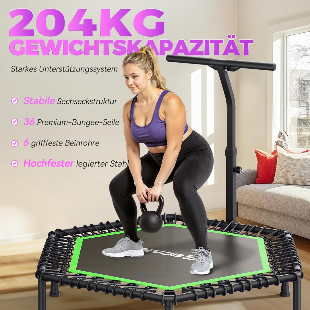 BCAN Fitness Trampolin Indoor Ø 122/133 cm, Trampolin Erwachsene bis 250 kg, Bodentrampolin mit vers