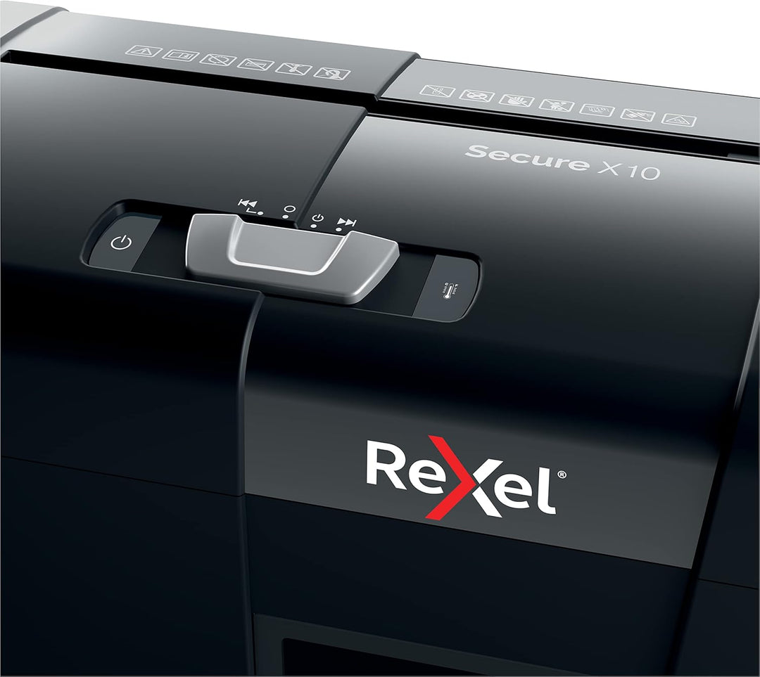 Rexel Aktenvernichter Secure X10, Partikelschnitt, 11-10 Blatt A4 (70-80 g/m²) Kapazität, Sicherheit